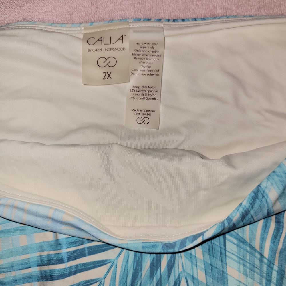 Calia Blue and White Patterned Bathing Suit 2XL